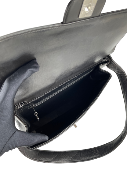 CHANEL -  Black Lambskin Chanel Double Face Matelasse Shoulder Bag 