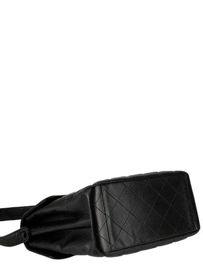 CHANEL -  Black Lambskin Chanel Double Face Matelasse Shoulder Bag 