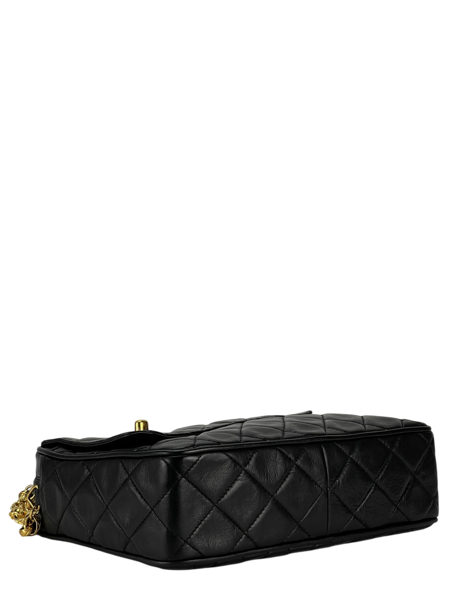 CHANEL -  Black Lambskin Tassel Mini Pocket Camera Bag Gold Hardware