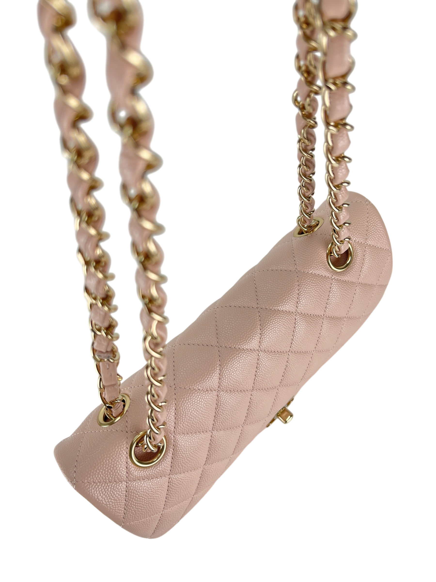 CHANEL - Pink Caviar Small Classic Double Flap Shoulder Bag Gold Hardware