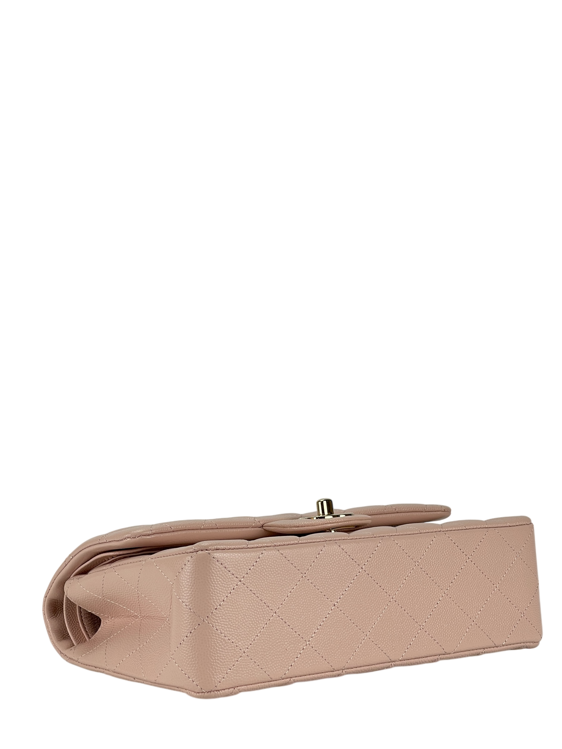 CHANEL - Pink Caviar Small Classic Double Flap Shoulder Bag Gold Hardware