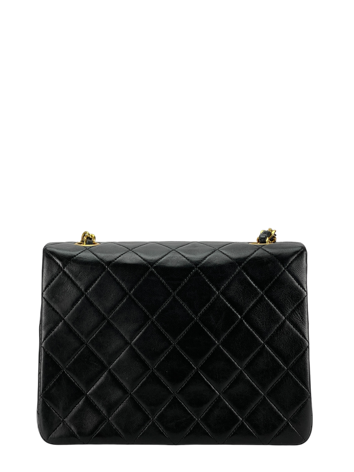 CHANEL - Mini Matlasse 20 Lambskin Single Flap Single Chain Bag Black Gold Hardware