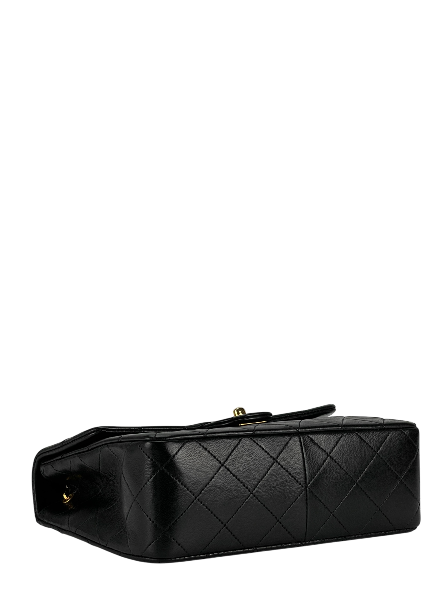 CHANEL - Mini Matlasse 20 Lambskin Single Flap Single Chain Bag Black Gold Hardware