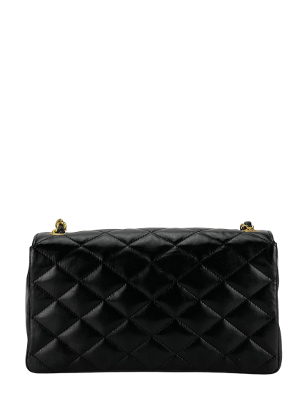 CHANEL -  Black Deca Coco Mark Push Lock  Matelasse Chain Shoulder Bag
