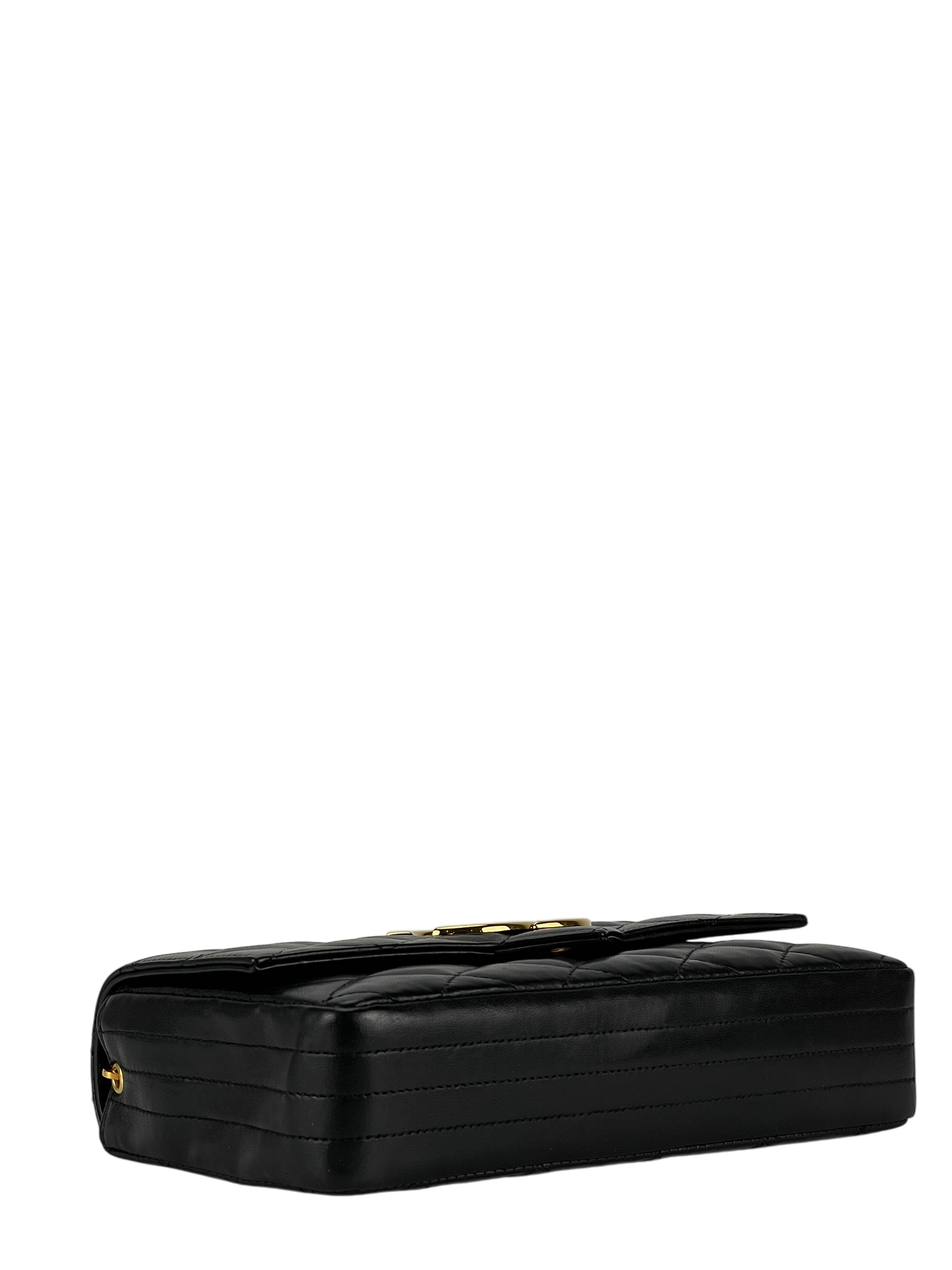 CHANEL -  Black Deca Coco Mark Push Lock  Matelasse Chain Shoulder Bag