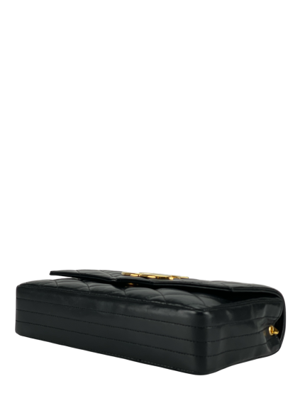 CHANEL -  Black Deca Coco Mark Push Lock  Matelasse Chain Shoulder Bag