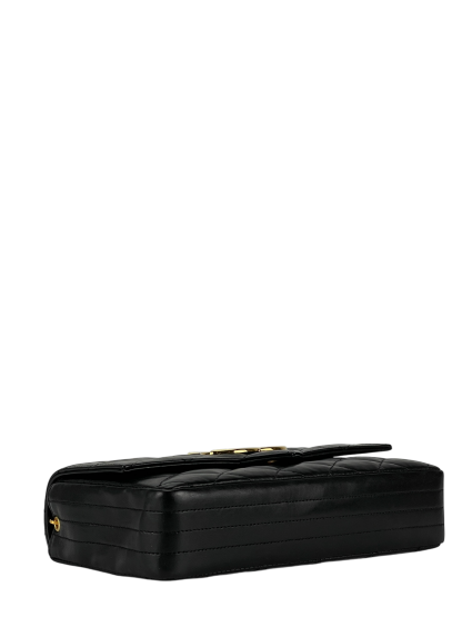 CHANEL -  Black Deca Coco Mark Push Lock  Matelasse Chain Shoulder Bag