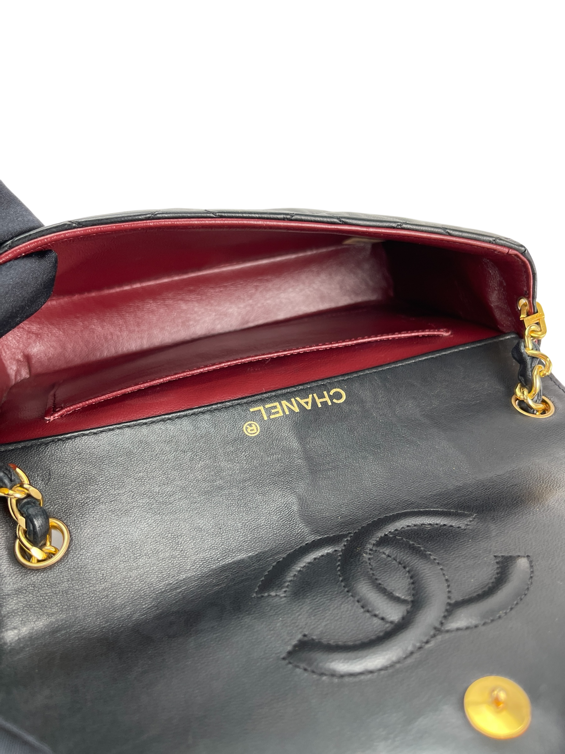 CHANEL -  Black Deca Coco Mark Push Lock  Matelasse Chain Shoulder Bag