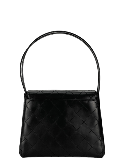 CHANEL - Black Lambskin Double Strap Coco Mark Shoulder Bag 