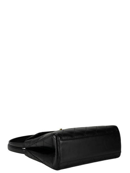 CHANEL - Black Lambskin Double Strap Coco Mark Shoulder Bag 