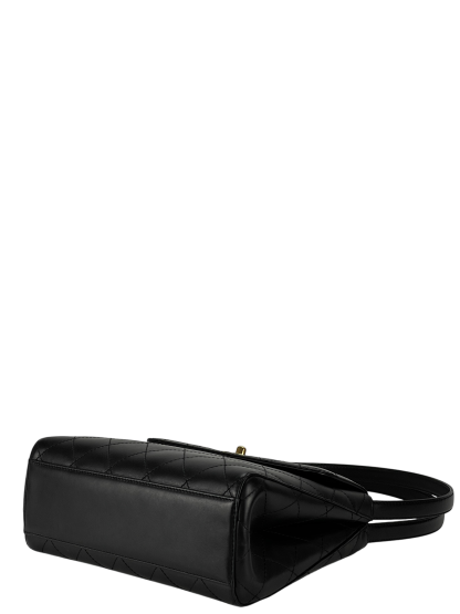 CHANEL - Black Lambskin Double Strap Coco Mark Shoulder Bag 