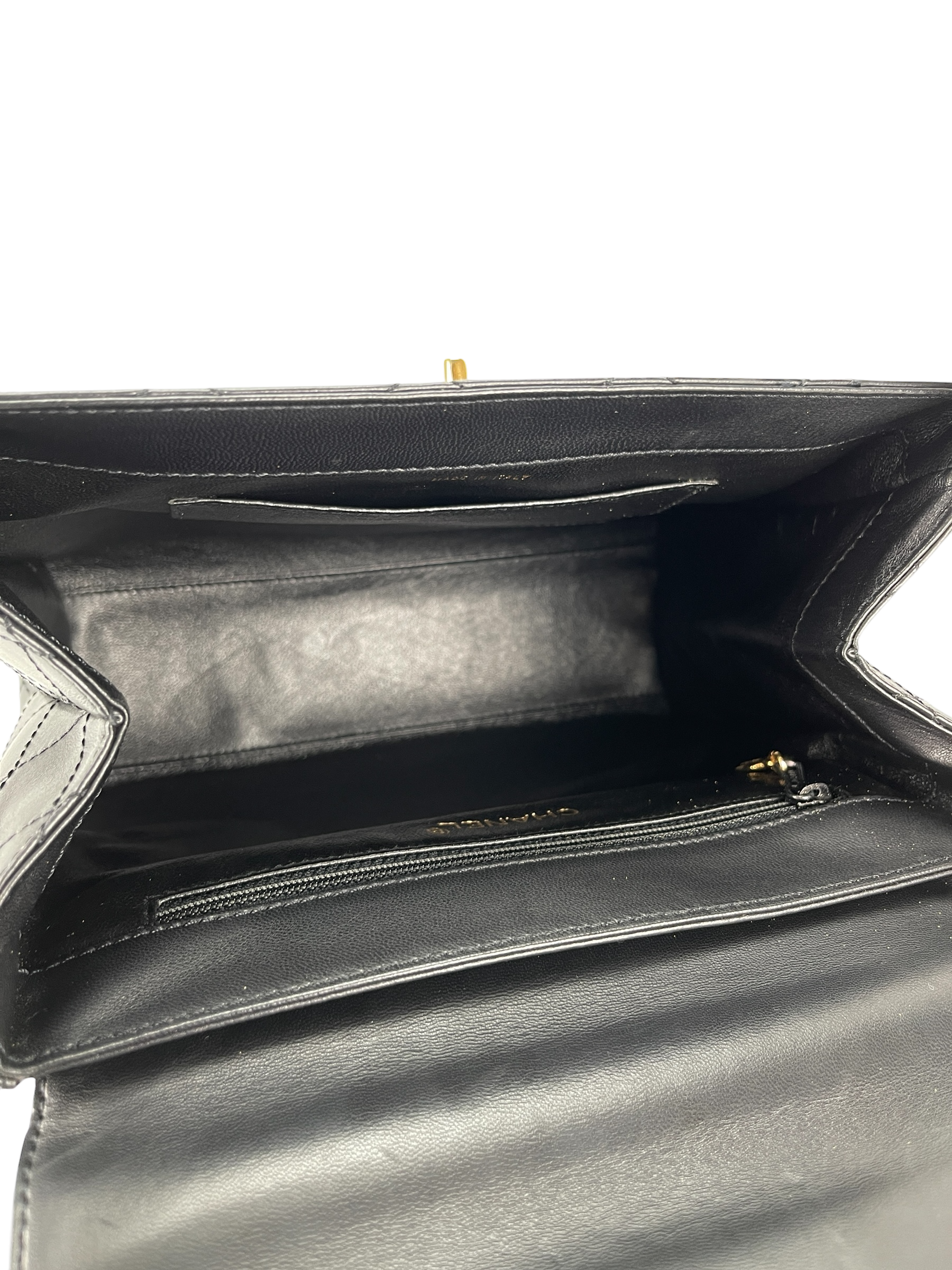 CHANEL - Black Lambskin Double Strap Coco Mark Shoulder Bag 