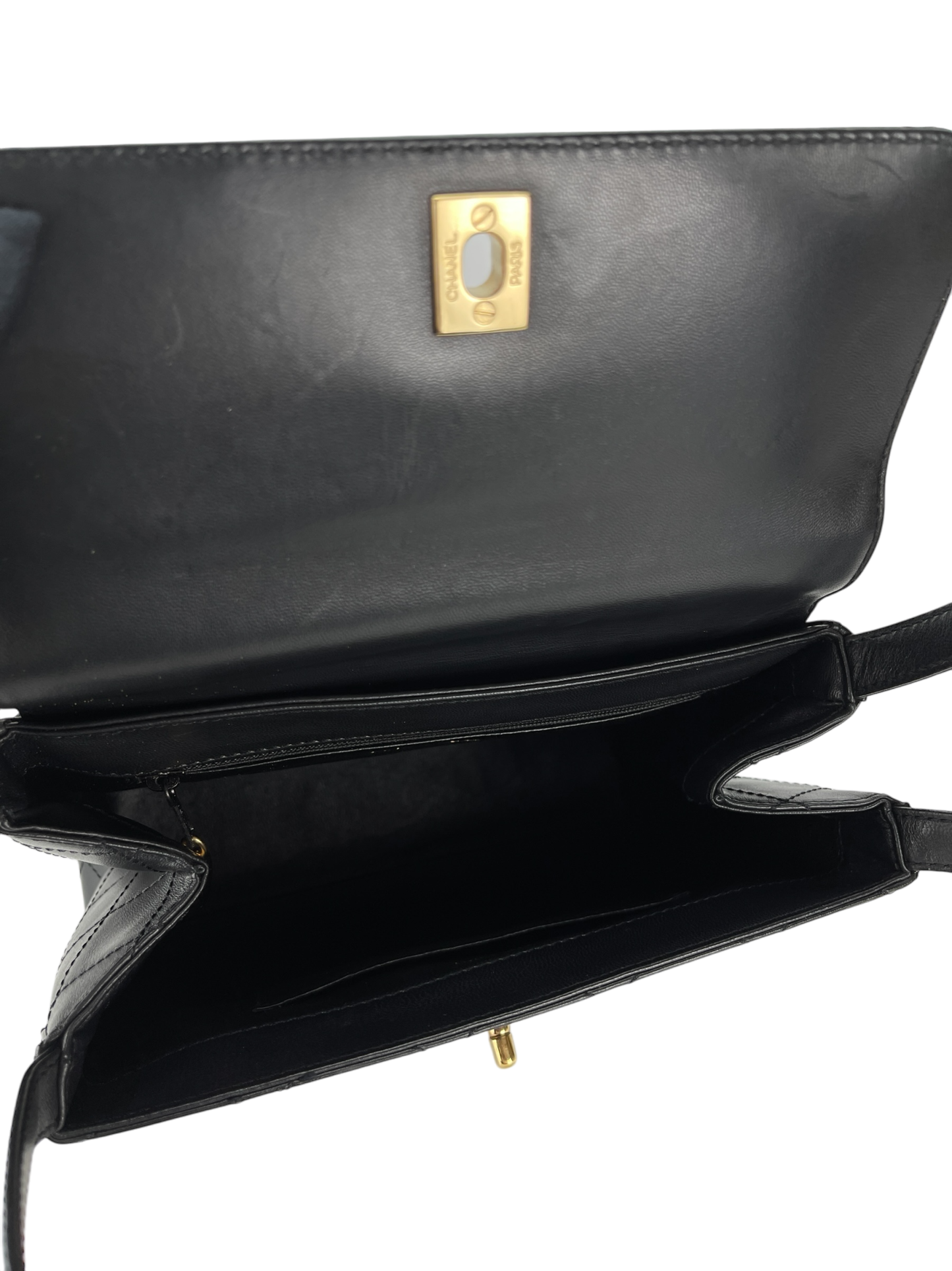 CHANEL - Black Lambskin Double Strap Coco Mark Shoulder Bag 