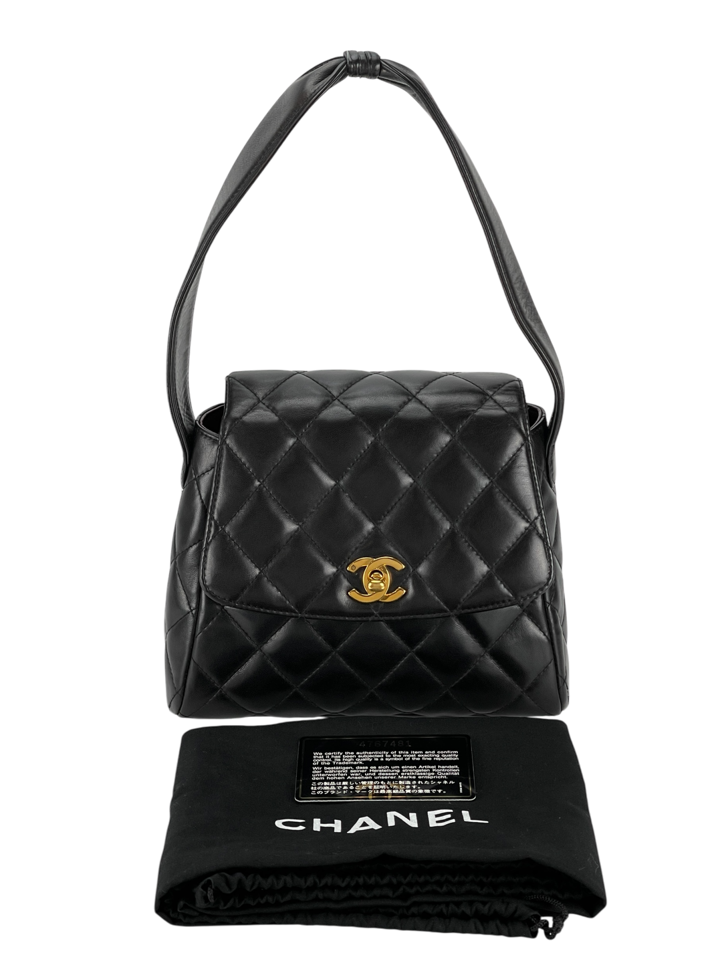 CHANEL - Black Quilted Lambskin Vintage Classic Shoulder Bag