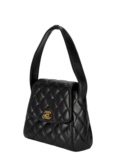 CHANEL - Black Quilted Lambskin Vintage Classic Shoulder Bag