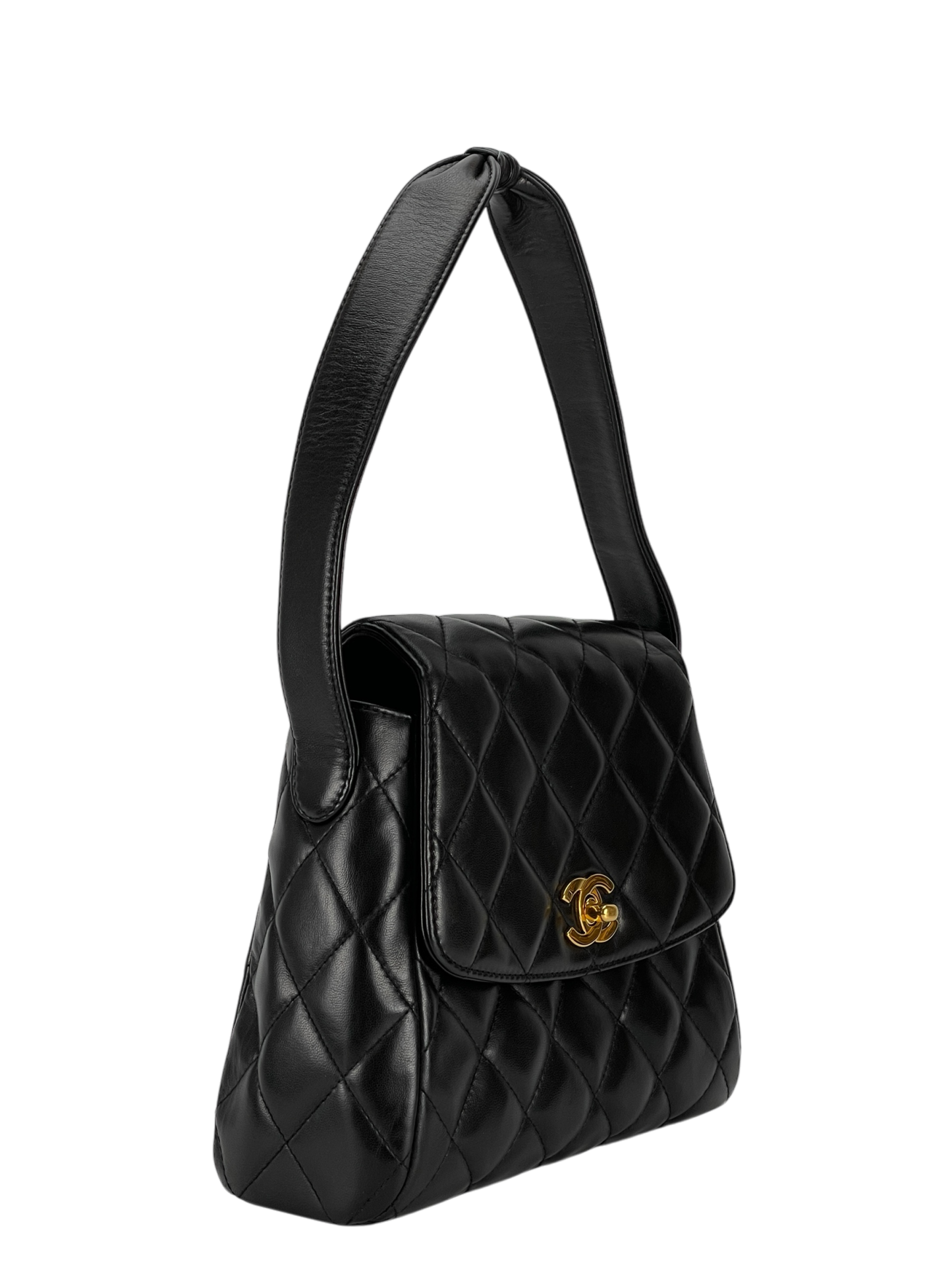 CHANEL - Black Quilted Lambskin Vintage Classic Shoulder Bag
