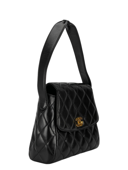 CHANEL - Black Quilted Lambskin Vintage Classic Shoulder Bag