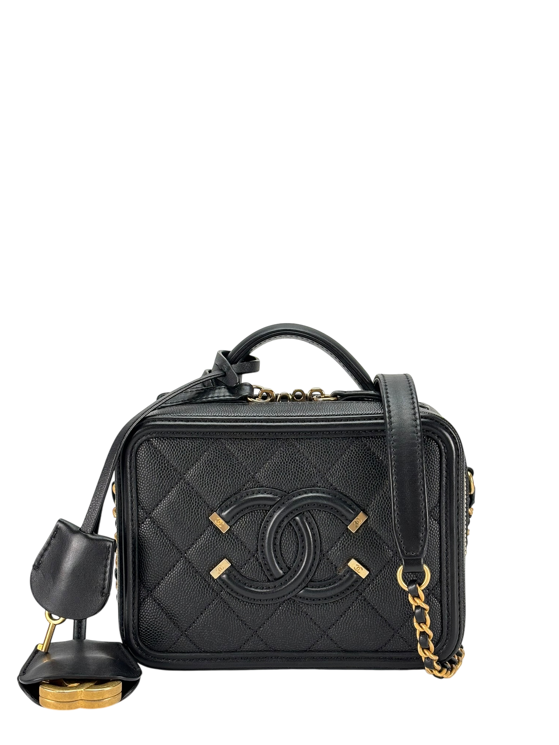 CHANEL -  Black Cavair CC Camera Vanity Bag
