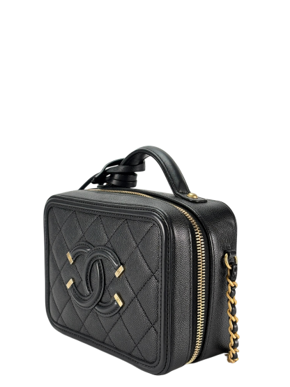 CHANEL -  Black Cavair CC Camera Vanity Bag