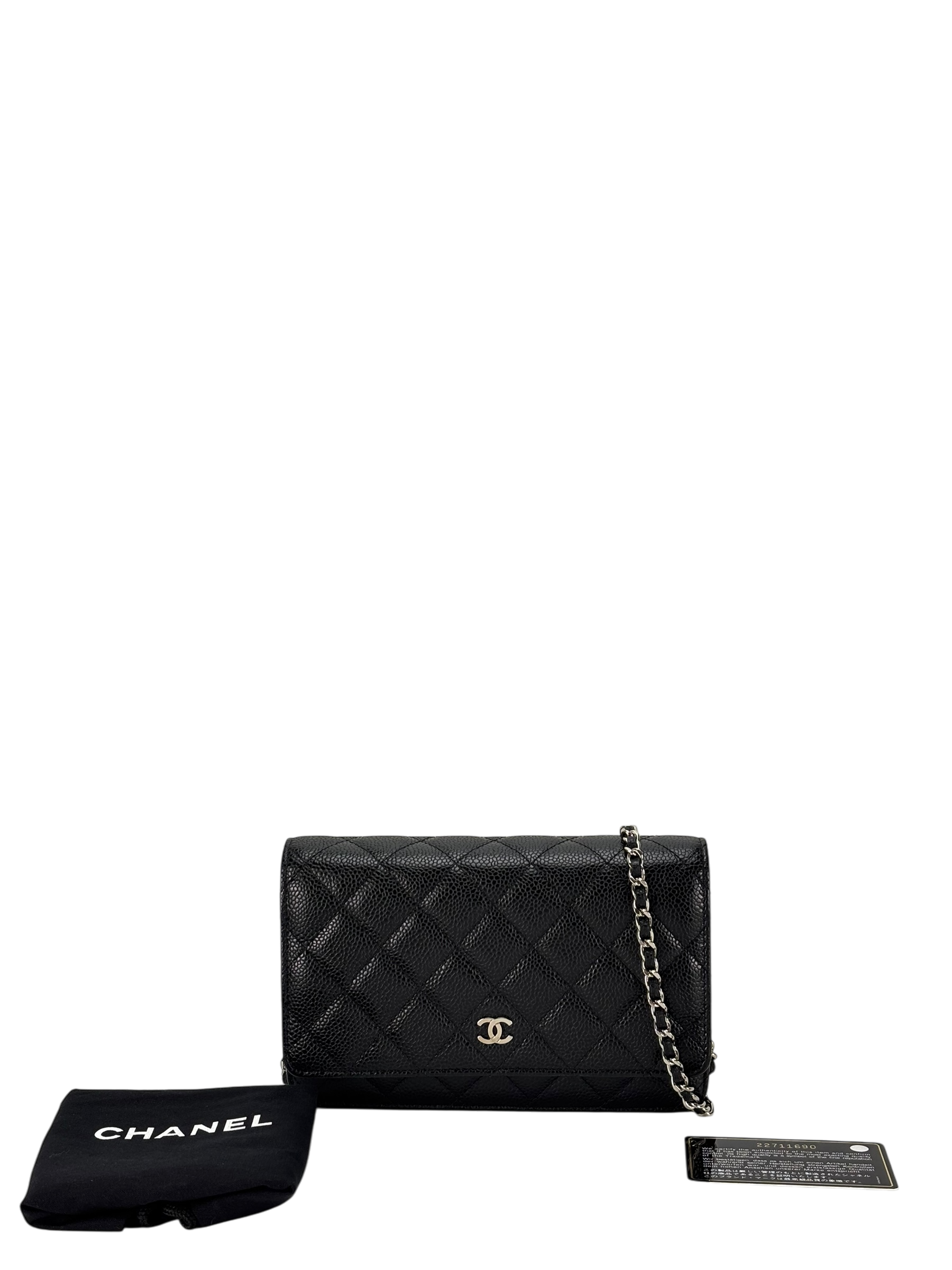 CHANEL - Black Caviar Wallet On Chain Sliver-Tone Metal (WOC)