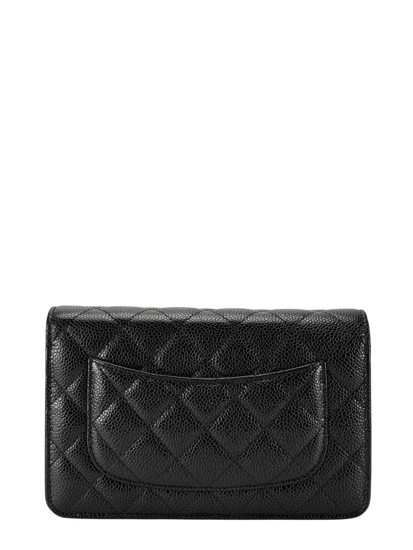 CHANEL - Black Caviar Wallet On Chain Sliver-Tone Metal (WOC)