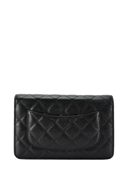 CHANEL - Black Caviar Wallet On Chain Sliver-Tone Metal (WOC)