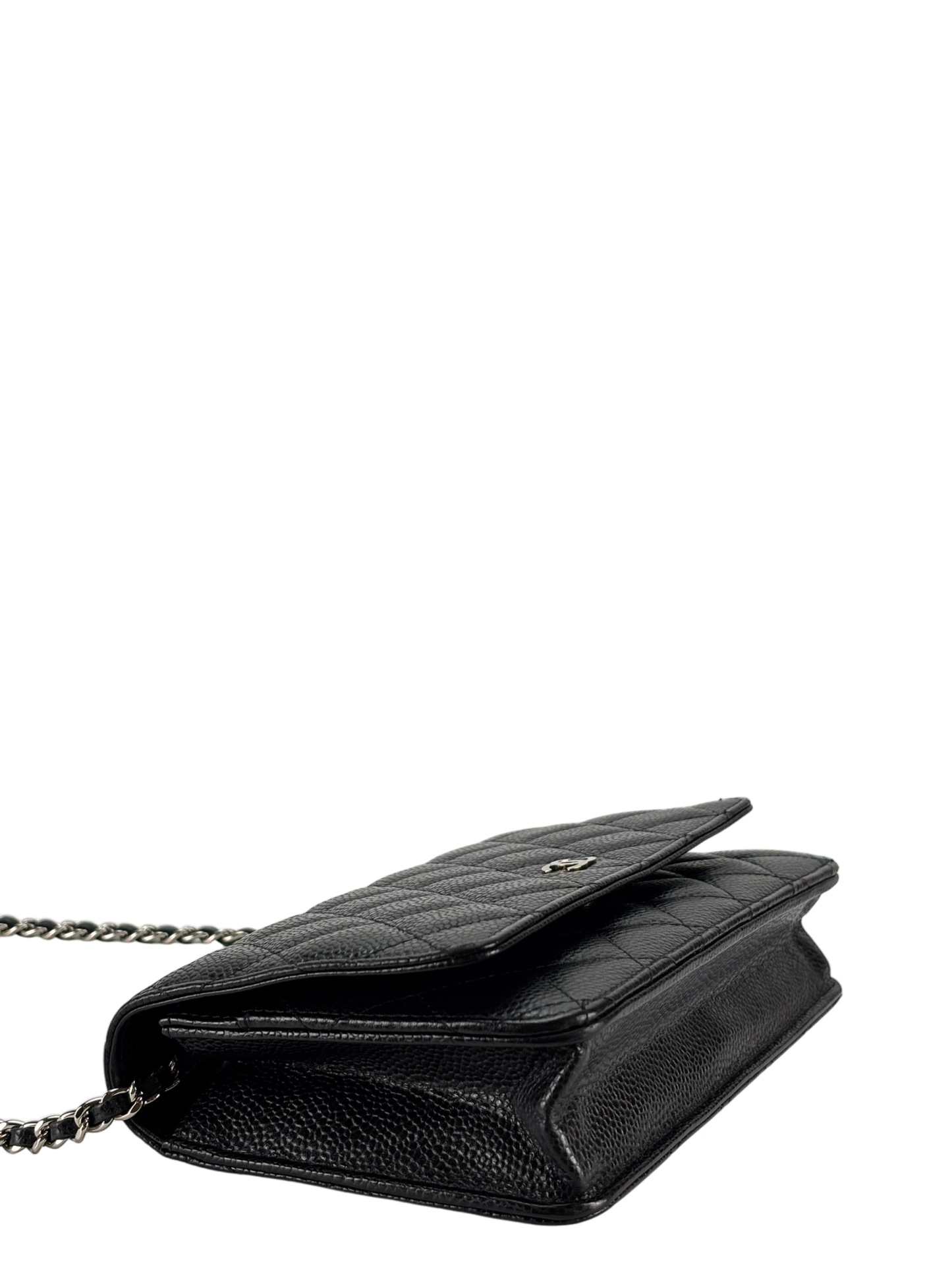 CHANEL - Black Caviar Wallet On Chain Sliver-Tone Metal (WOC)