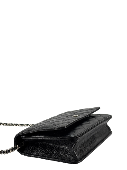 CHANEL - Black Caviar Wallet On Chain Sliver-Tone Metal (WOC)