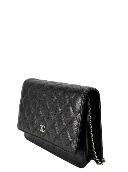 CHANEL - Black Caviar Wallet On Chain Sliver-Tone Metal (WOC)