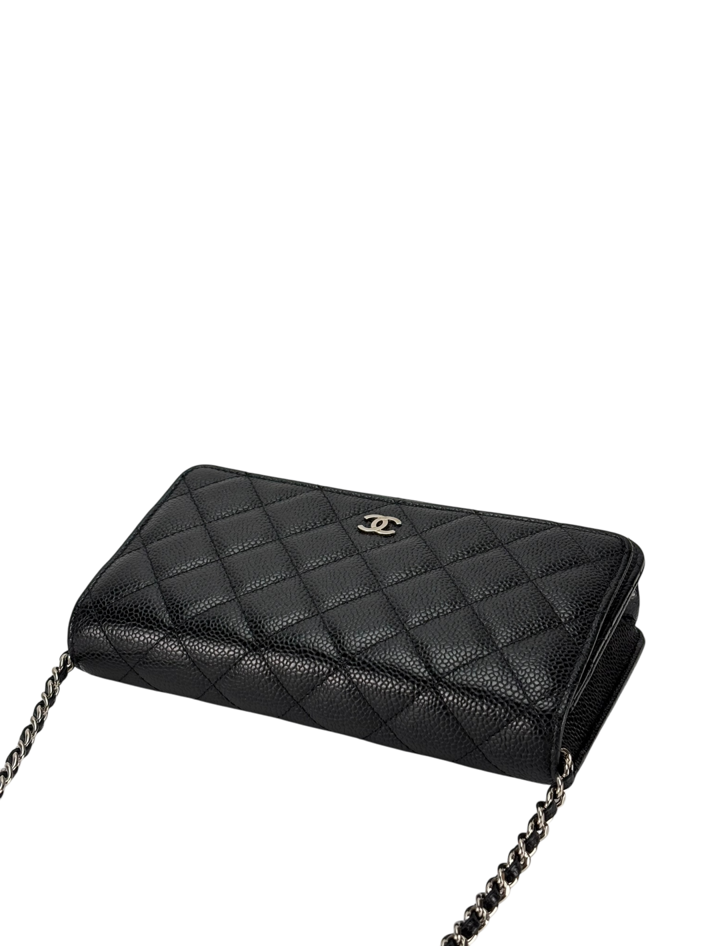 CHANEL - Black Caviar Wallet On Chain Sliver-Tone Metal (WOC)