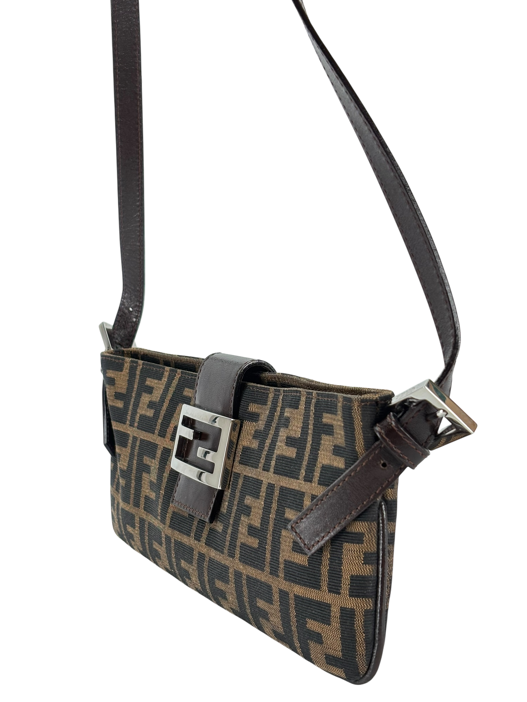 FENDI - Brown Zucca Baguette One-shoulder bag Silver Hardware