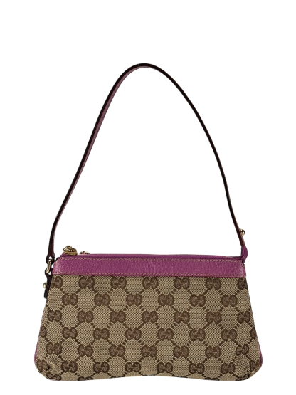 GUCCI - Pink Leather GG Canvas Shoulder Bag
