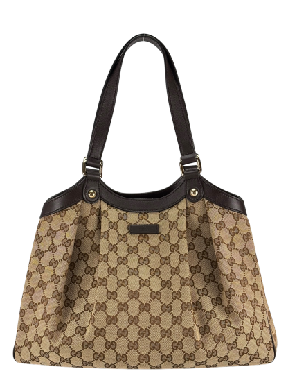 GUCCI - Brown Beige GG Tote Bag Shoulder Bag