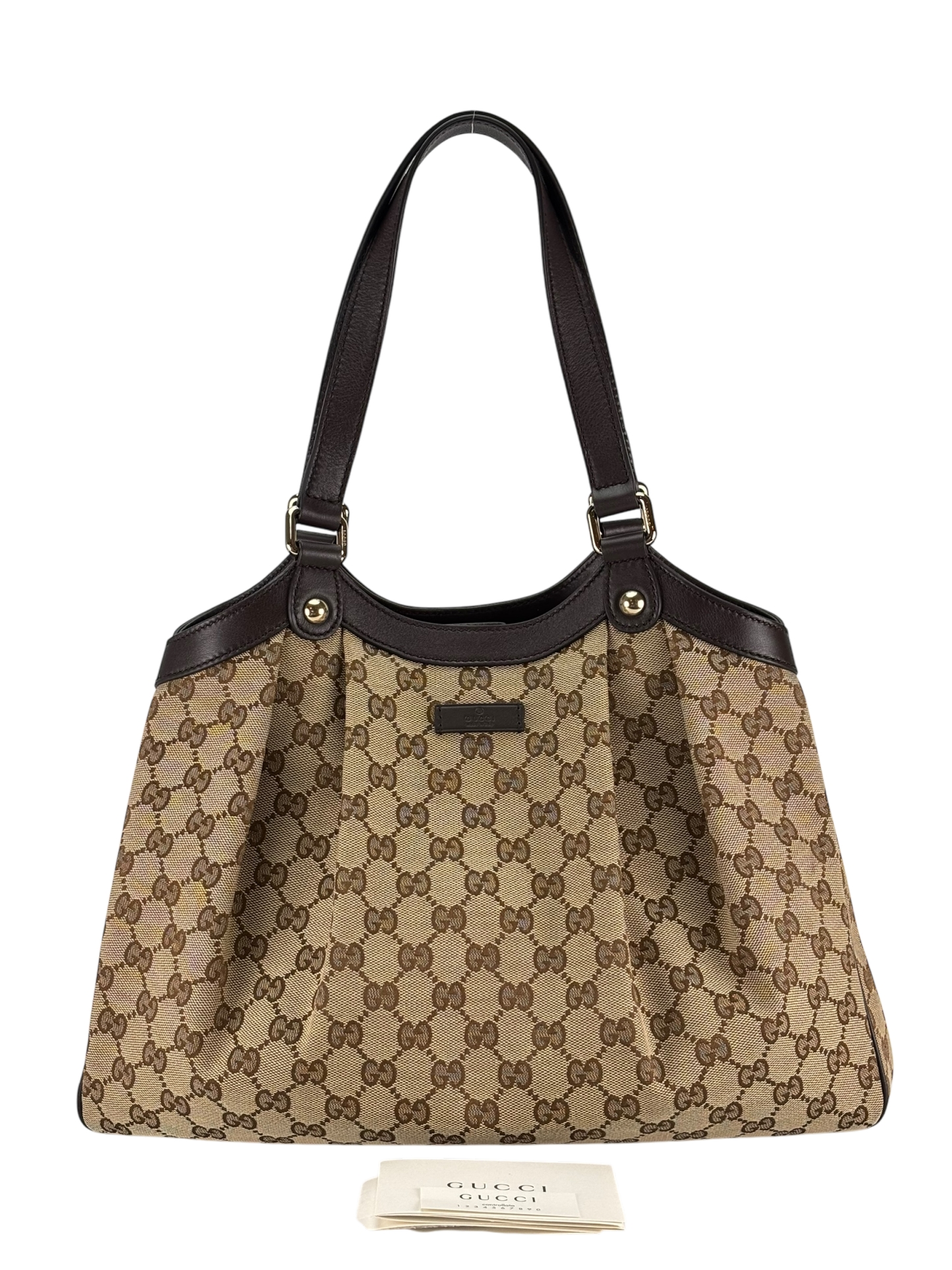 GUCCI - Brown Beige GG Tote Bag Shoulder Bag