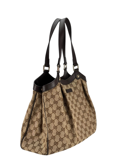 GUCCI - Brown Beige GG Tote Bag Shoulder Bag