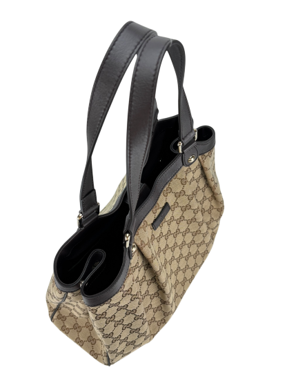 GUCCI - Brown Beige GG Tote Bag Shoulder Bag