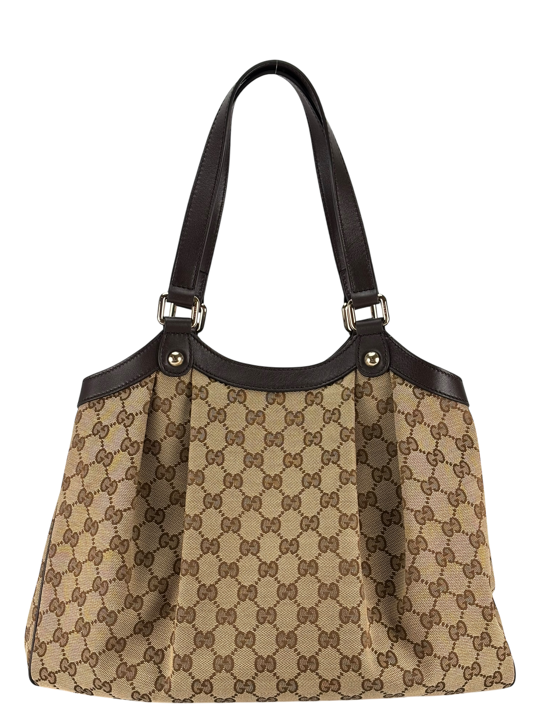 GUCCI - Brown Beige GG Tote Bag Shoulder Bag