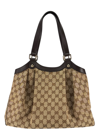 GUCCI - Brown Beige GG Tote Bag Shoulder Bag