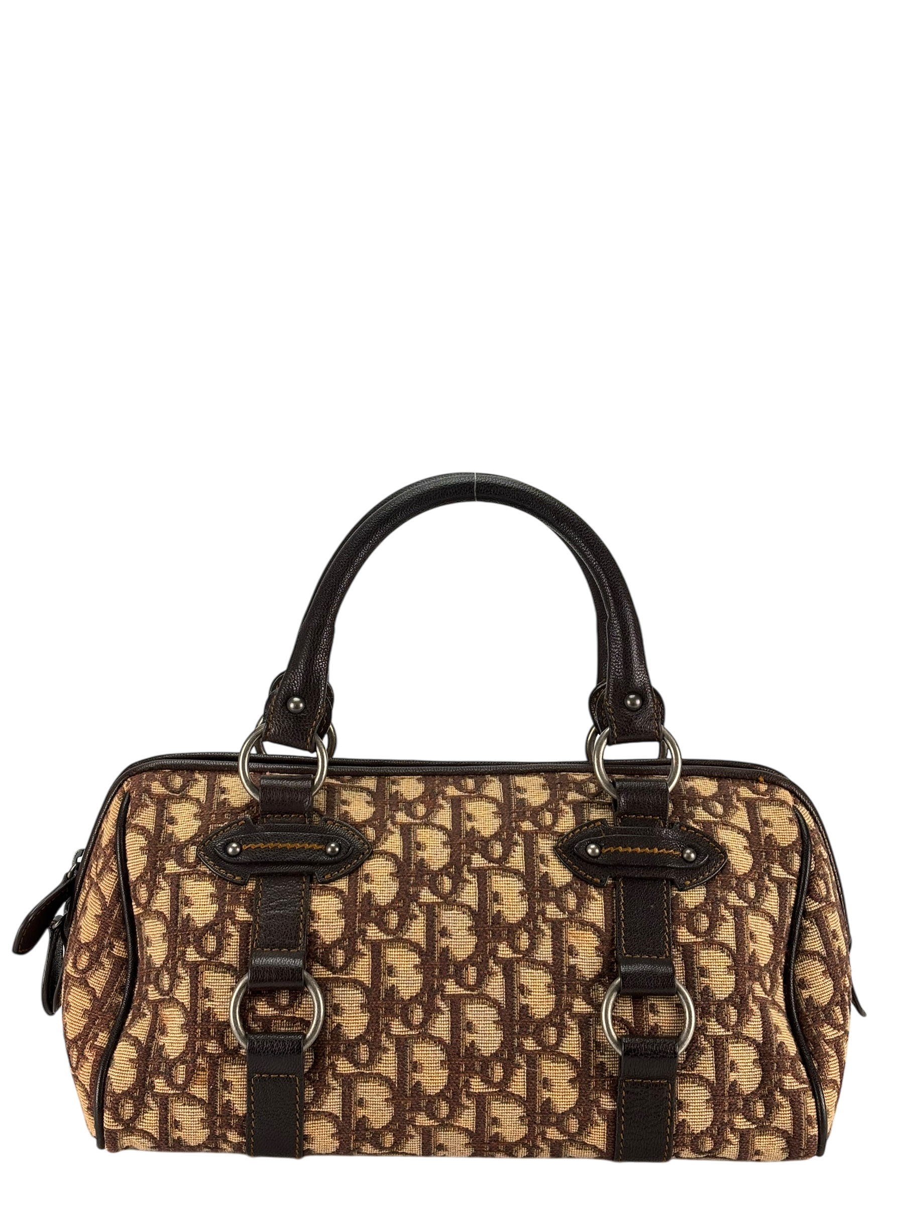 CHRISTIAN DIOR - Beige Brown Trotter CD logo Boston handbag 