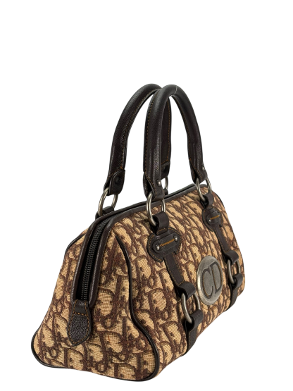 CHRISTIAN DIOR - Beige Brown Trotter CD logo Boston handbag 