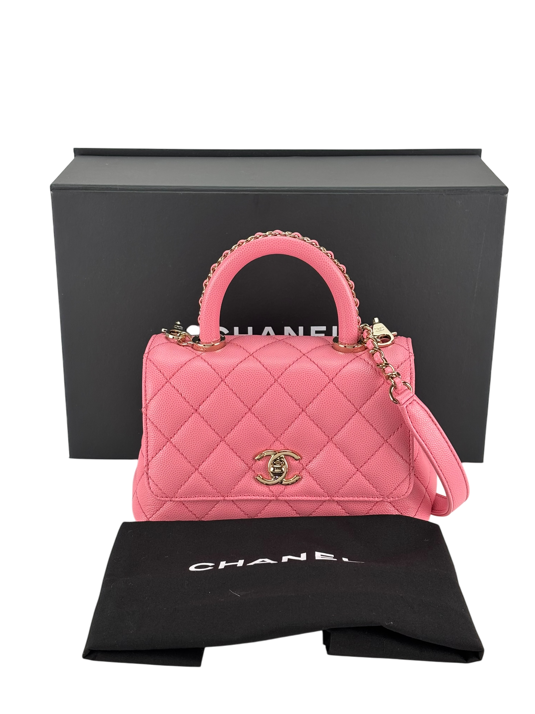 CHANEL - Coco Handle Small Pink Caviar Gold Hardware