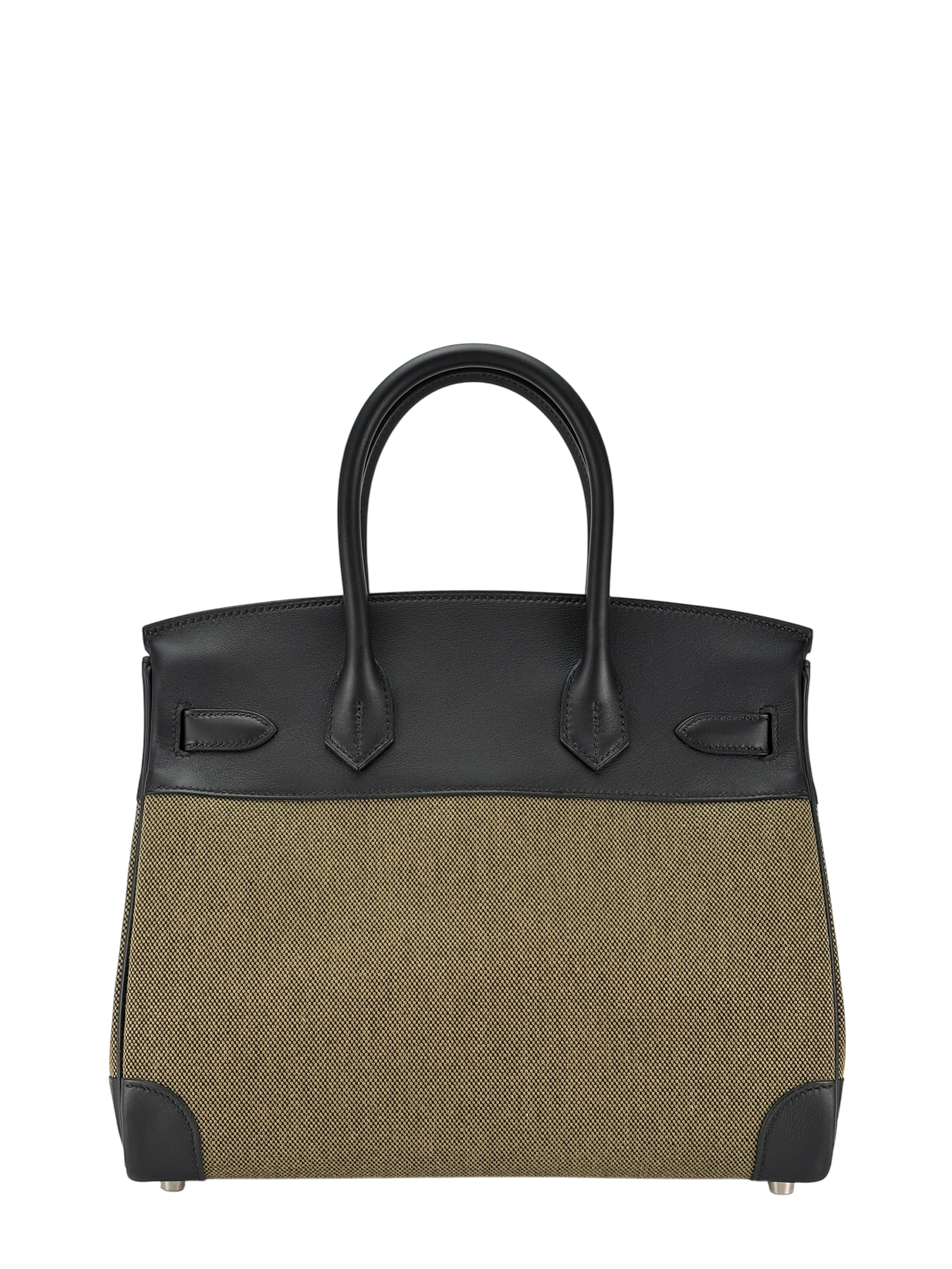 HERMES - Birkin 30 Black Vert Military Swift Toile Palladium Hardware 