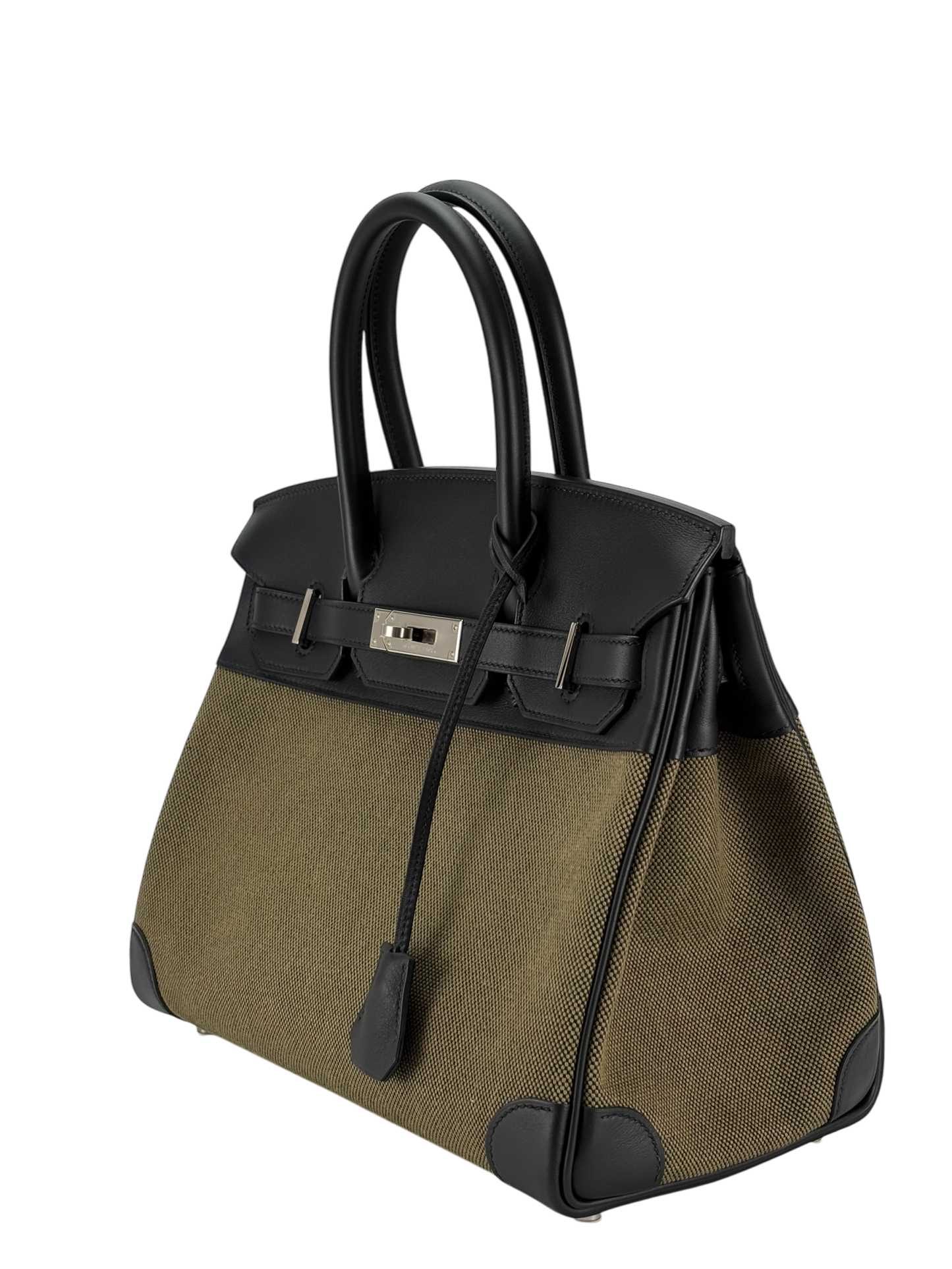 HERMES - Birkin 30 Black Vert Military Swift Tole Palladium Hardware