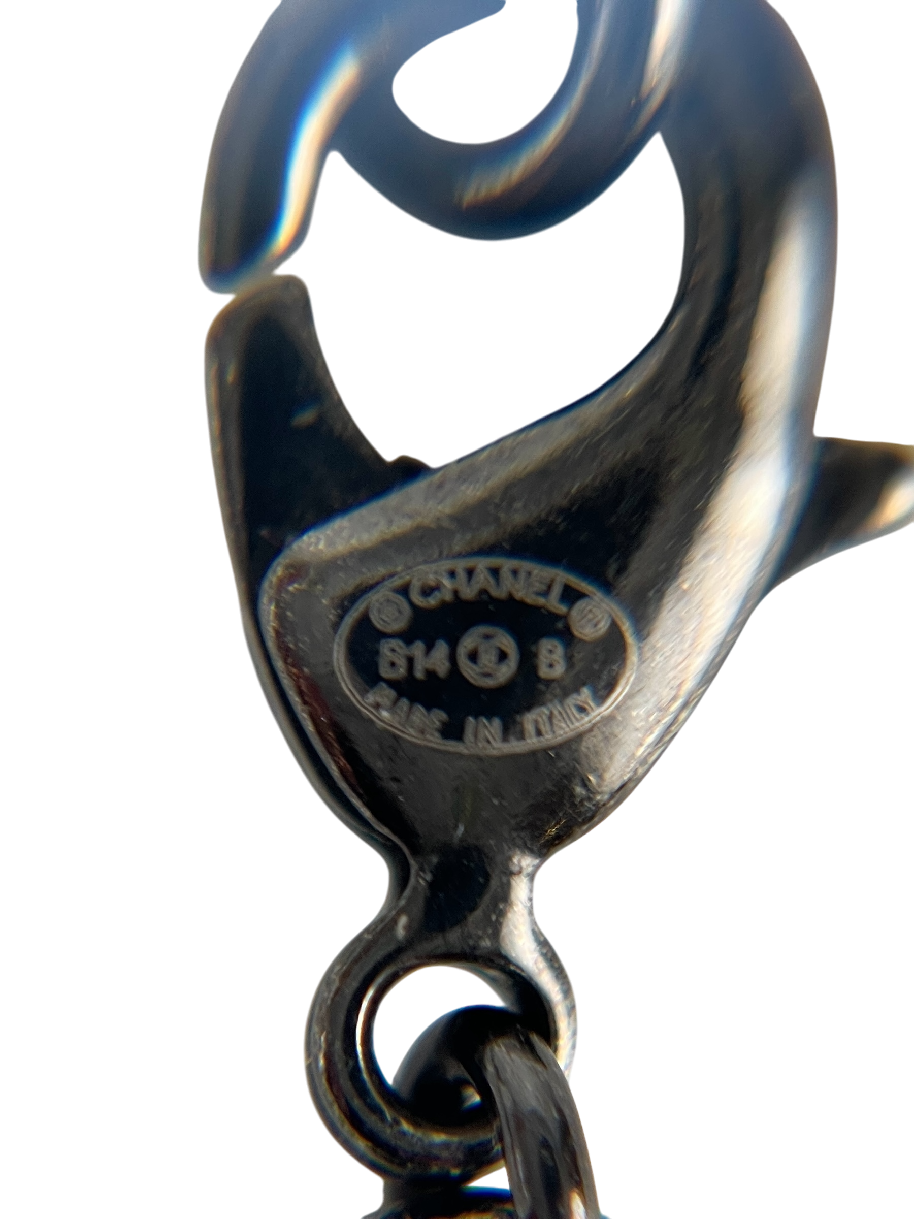 CHANEL - 14B Black Pearl CC Mark Necklace