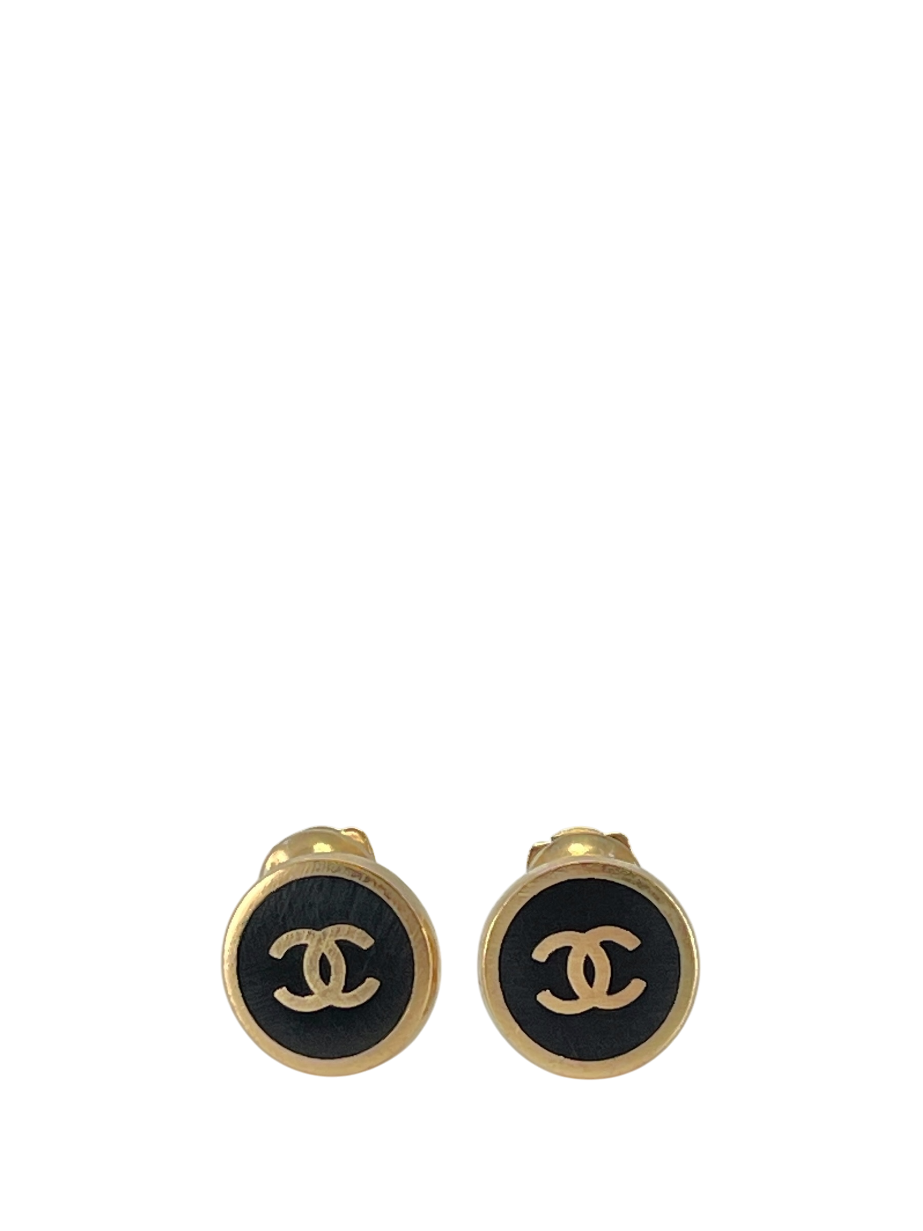 CHANEL - 00A Gold Black Coco Mark Vintage Earrings Accessories