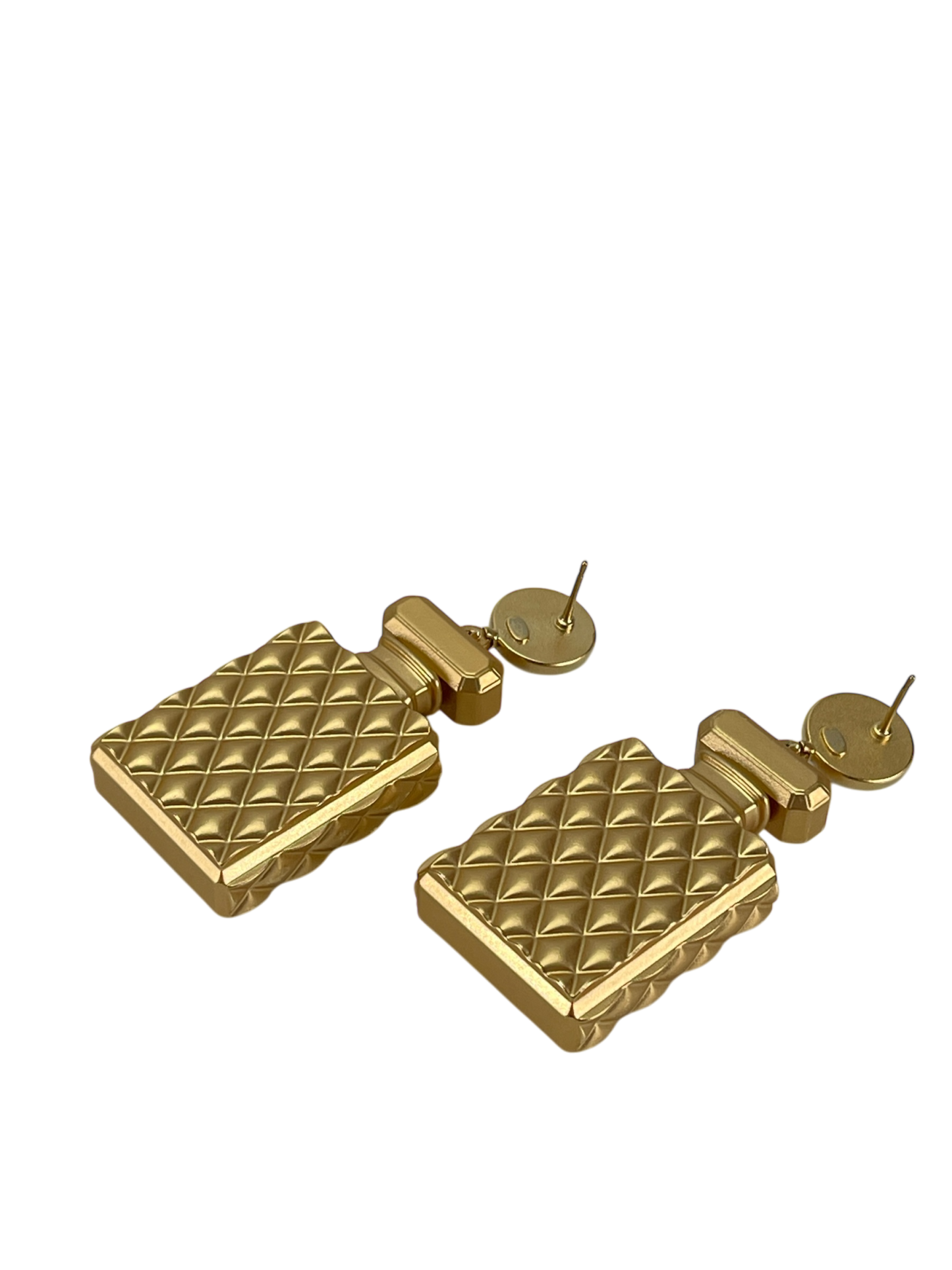 CHANEL - 20A Gold Crystal Pearl CC Perfume Bottle Drop Earrings