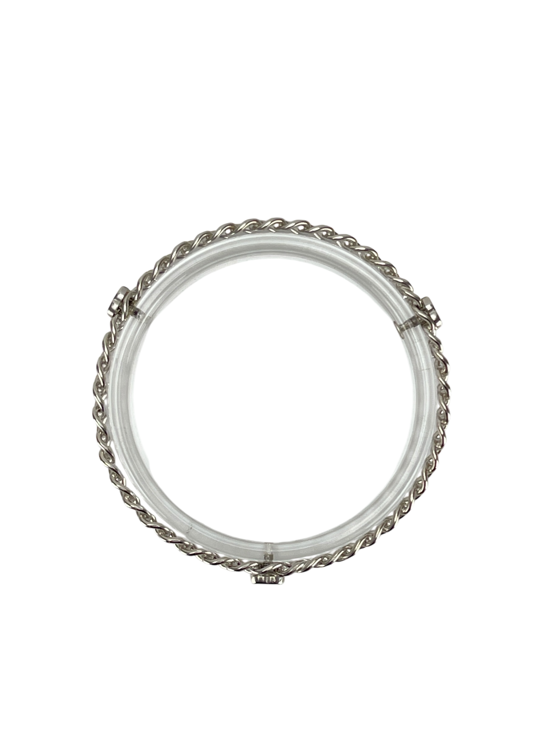 CHANEL - 13K Sliver Bangle Coco Mark Chain Clear Silver Bracelet