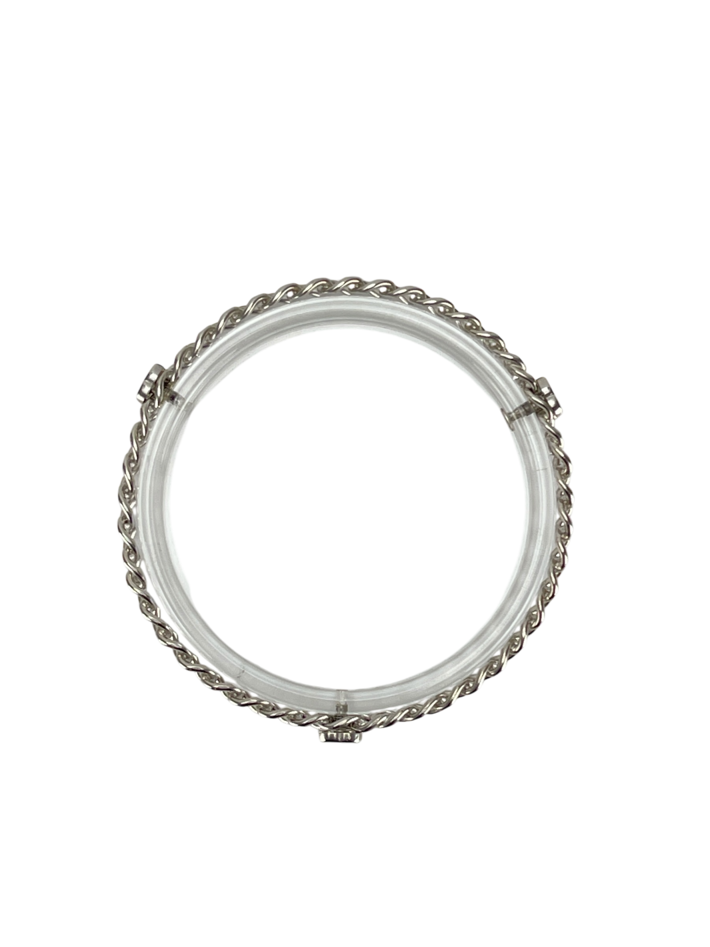 CHANEL - 13K Sliver Bangle Coco Mark Chain Clear Silver Bracelet