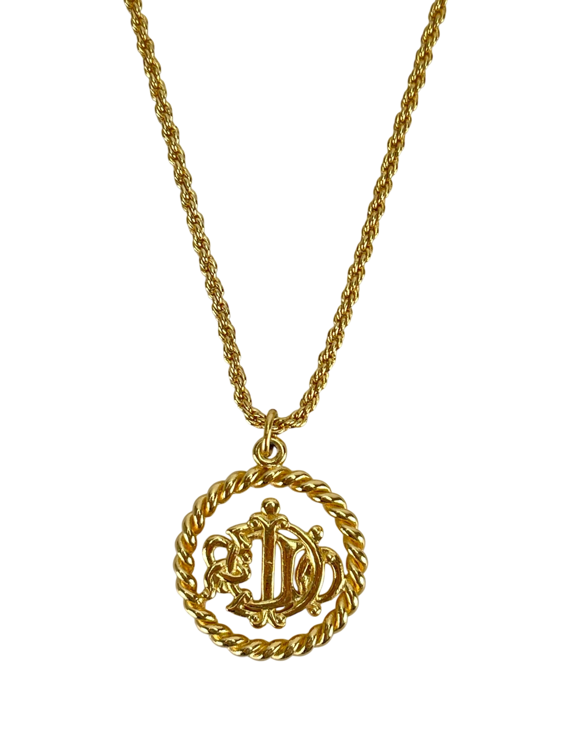 CHRISTIAN DIOR - Gold Circle logo Necklace 