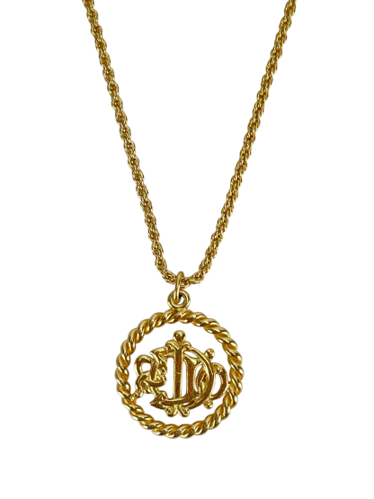 CHRISTIAN DIOR - Gold Circle logo Necklace 